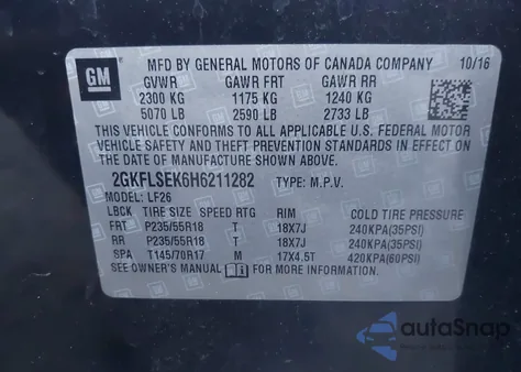 2017 GMC Terrain Sle-1 z USA, uszkodzony, nr VIN 2GKFLSEK6H6211282